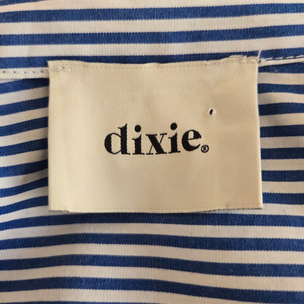 Dixie Italy Floral Mixed Media Midi Dress - M Pinstripe Trim Artsy Lagenlook - Picture 12 of 13